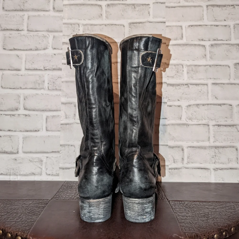 NEW Old Gringo Iron Eagle Black Distressed Riveted Biker Boots size 6.5 - Picture 7 of 13